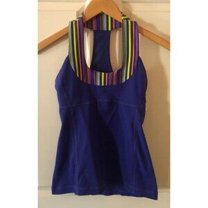 Womens Lululemon Scoop Neck Tank Royal Blue and Stripes Size 4